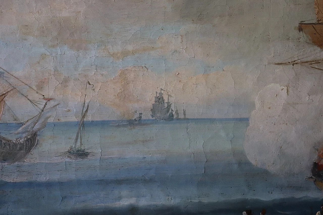 Coastal scene with galleons, oil on canvas, 18th century 13