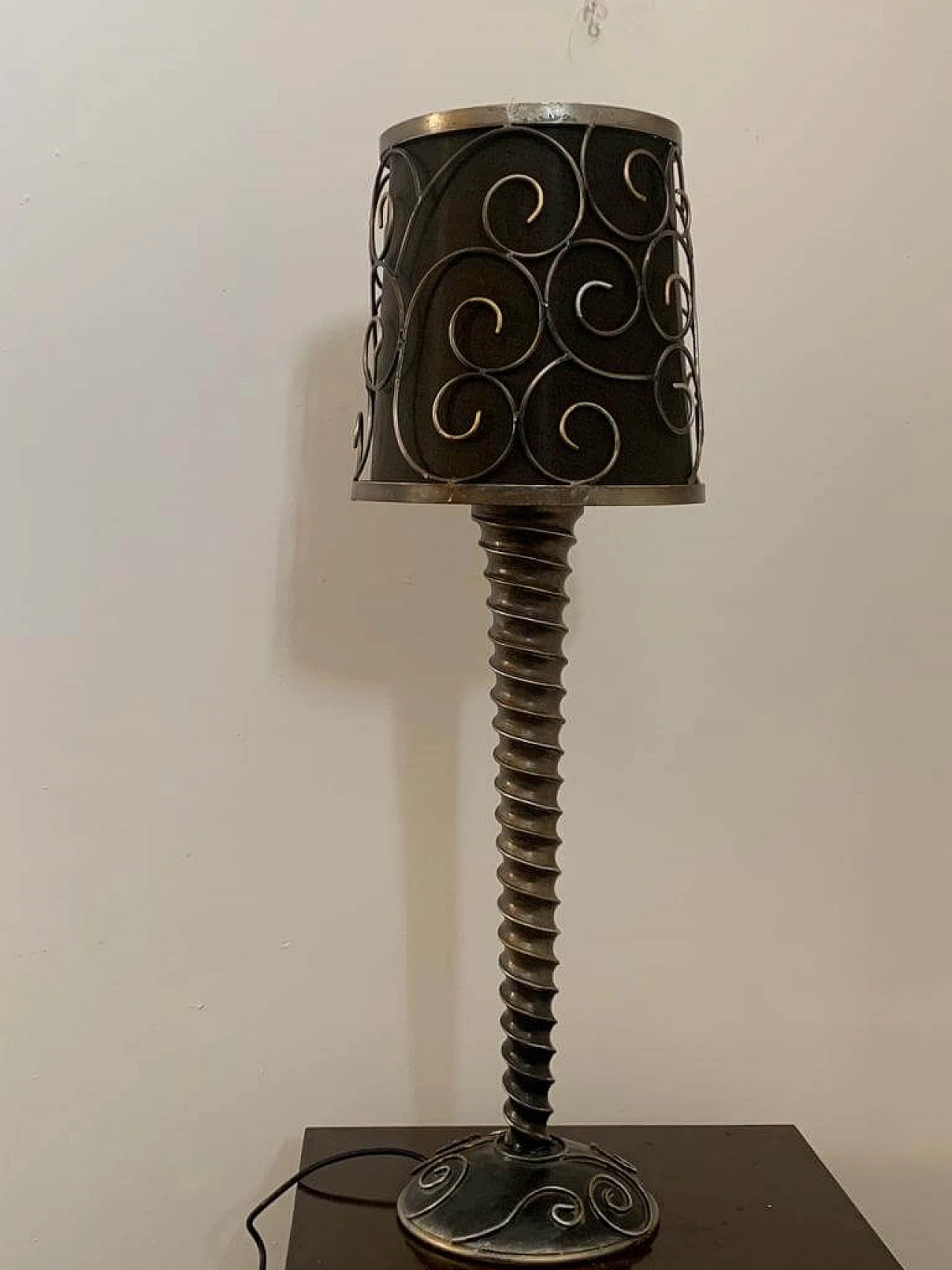 Brutalist table lamp with metal details, 1980s 3