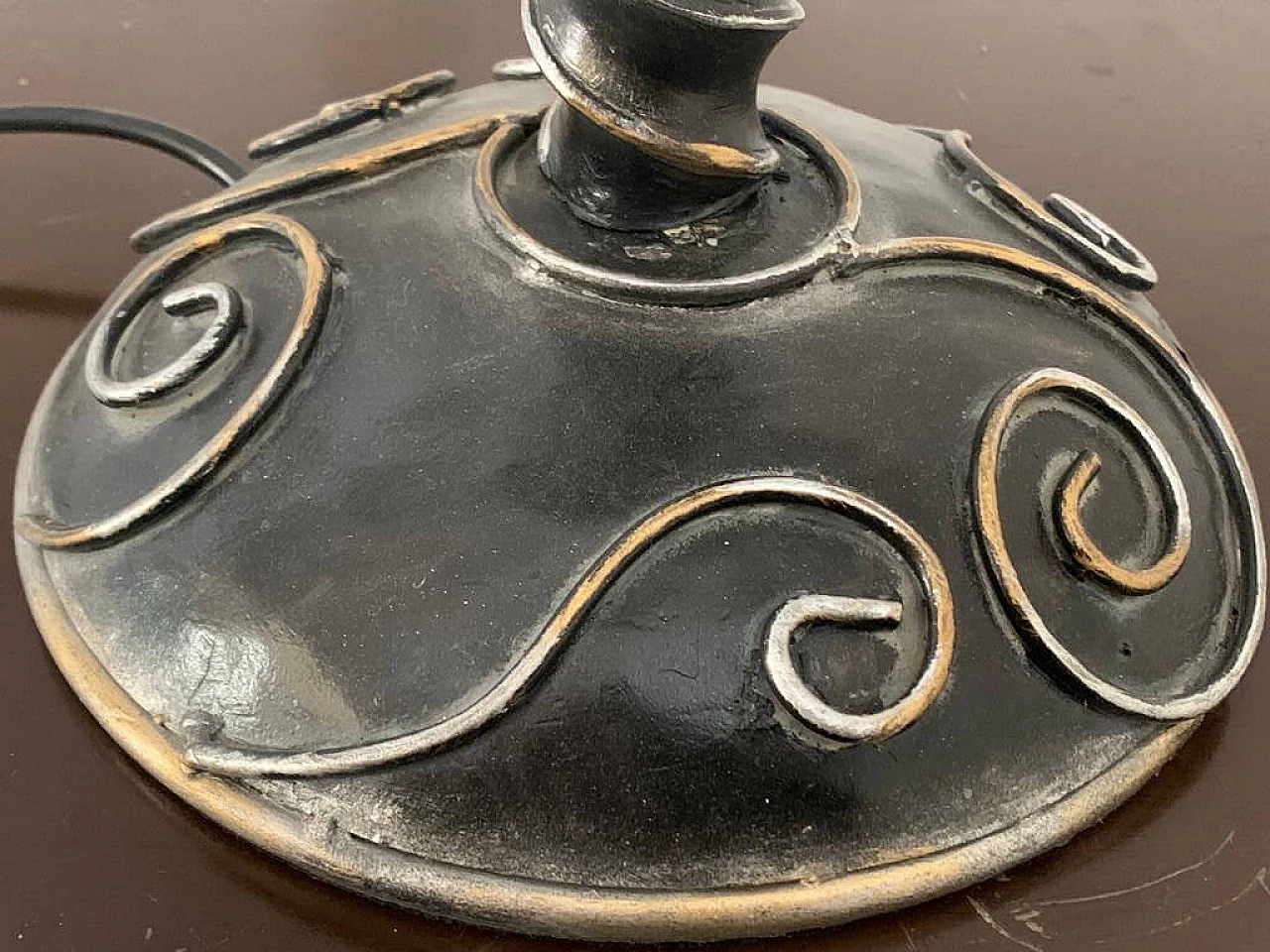 Brutalist table lamp with metal details, 1980s 4