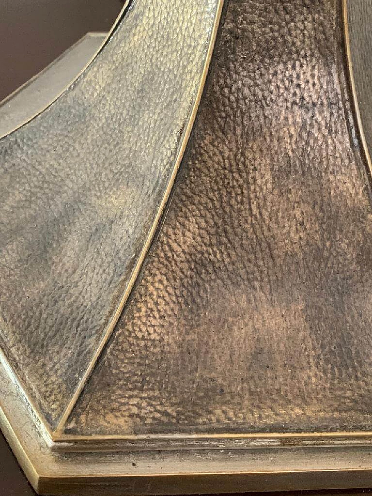 Brutalist metal table lamp with leatherette shade, 1980s 7