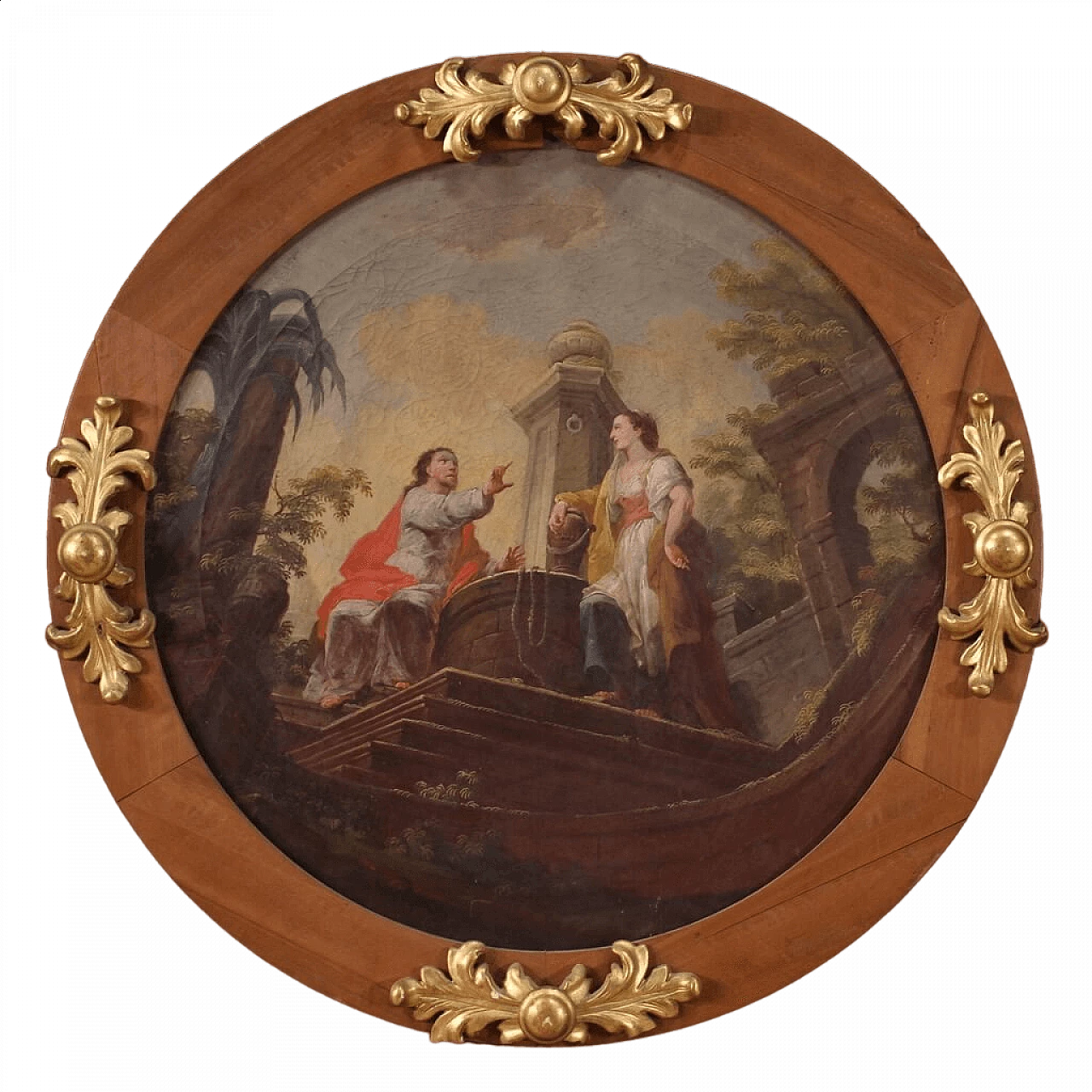 Christ and the Samaritan Woman at the Well, round painting, early 19th century 13