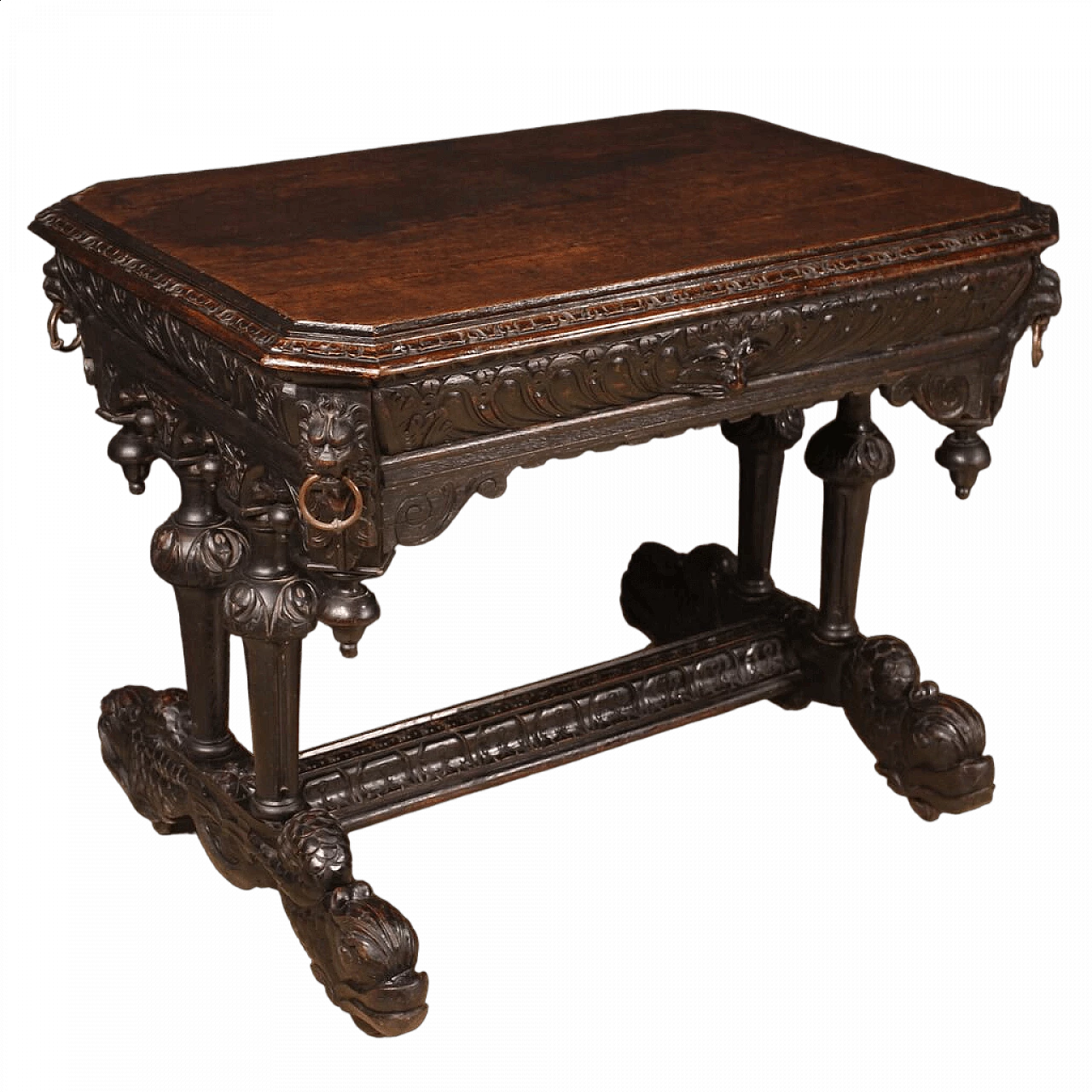 Renaissance-style wooden desk, early 20th century 13