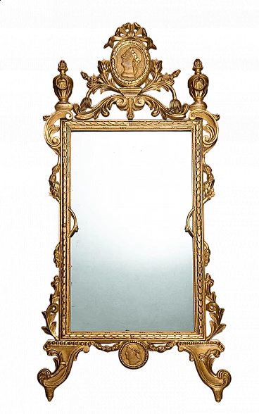 Specchiera stile Luigi XV in legno dorato e intagliato, primo '900