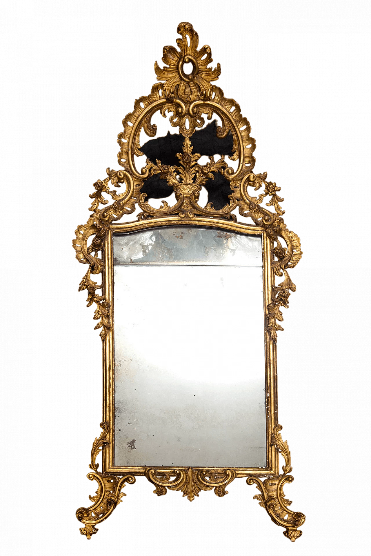 Specchiera Luigi XV napoletana in legno dorato e intagliato, '700 4