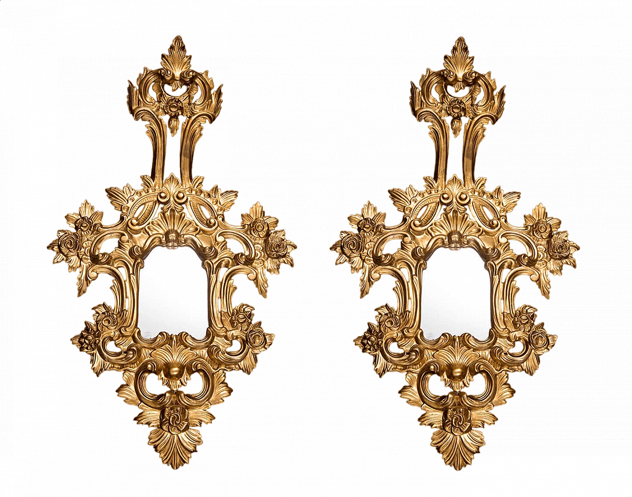 Coppia di specchiere Napoleone III in legno dorato e intagliato, '800 4