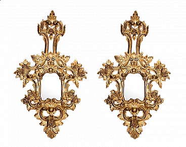 Pair of Napoleon III mirrors in gilded and carved wood, 19th century