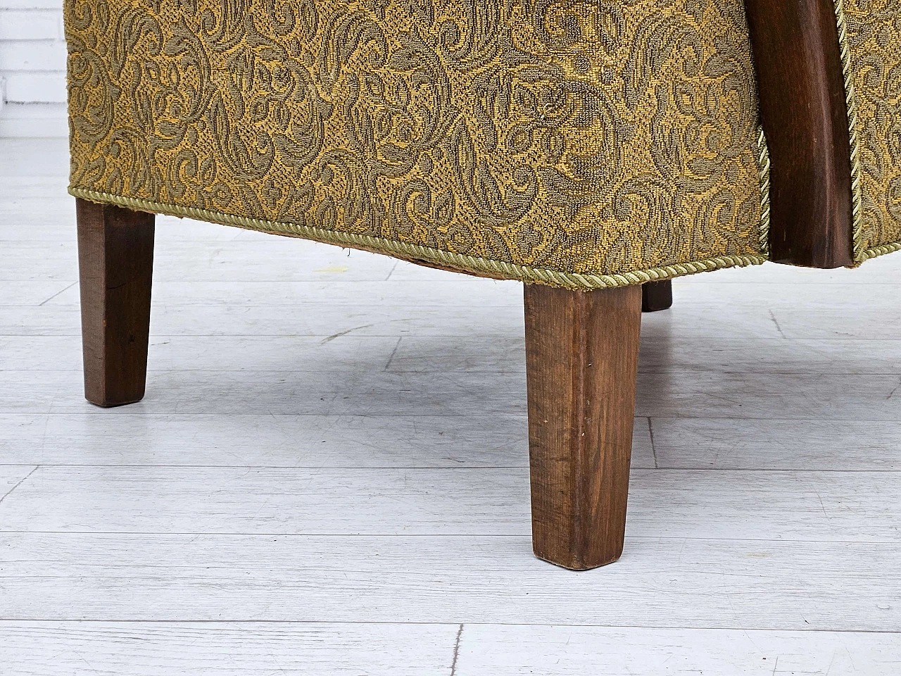 Poltrona danese in tessuto verde e faggio, anni '60 15