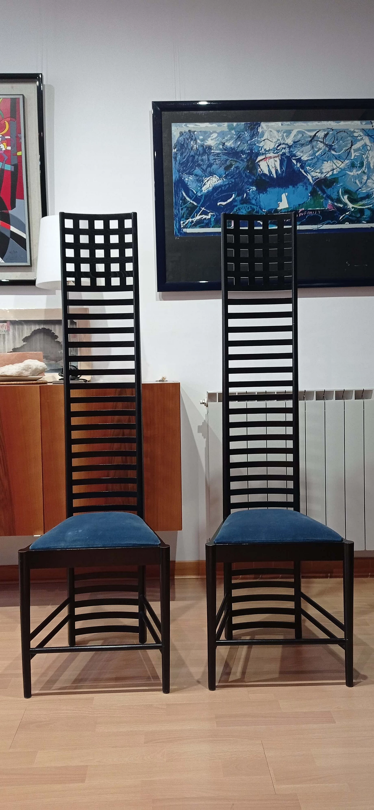 Pair of MVSEM 814 Hill House Chairs chairs by C. R. Mackintosh for Alivar, 1985 1
