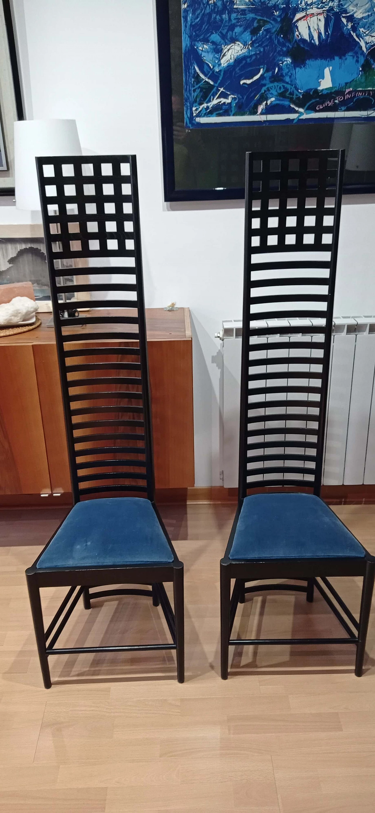 Pair of MVSEM 814 Hill House Chairs chairs by C. R. Mackintosh for Alivar, 1985 4