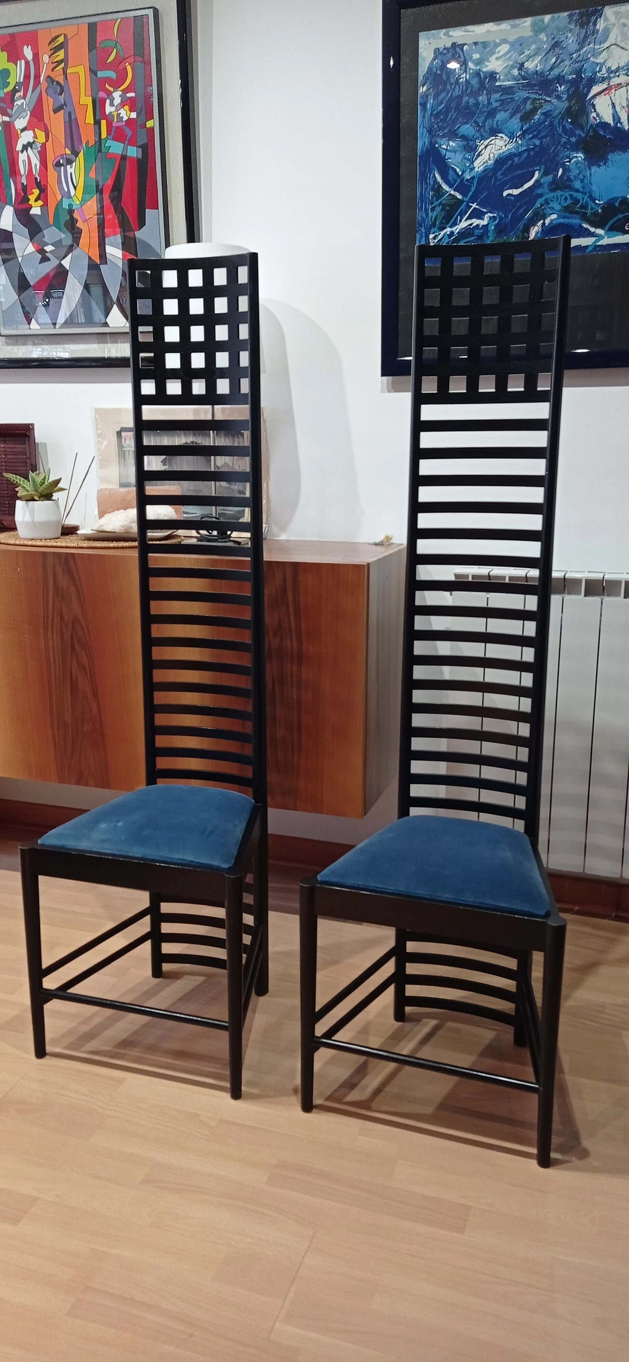 Pair of MVSEM 814 Hill House Chairs chairs by C. R. Mackintosh for Alivar, 1985 5