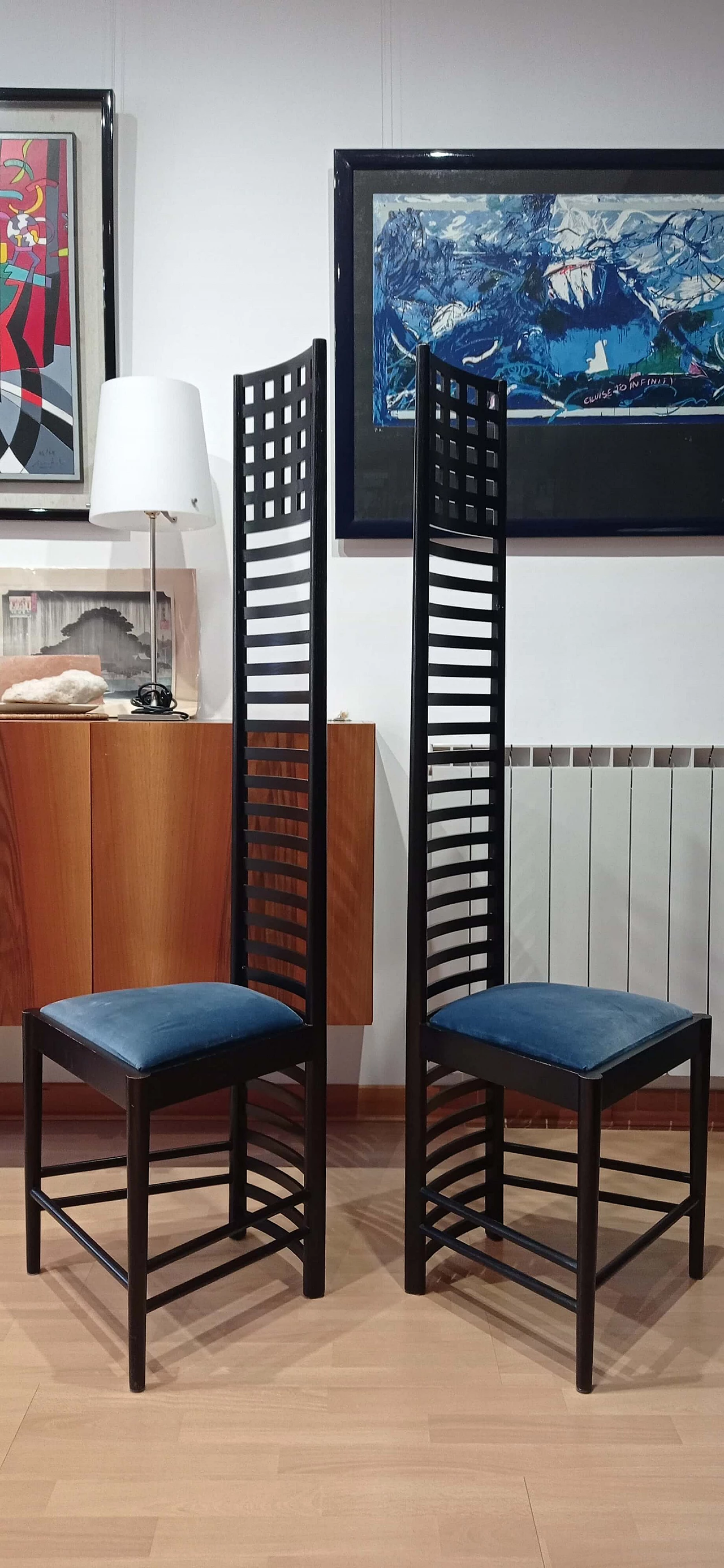 Coppia di sedie MVSEM 814 Hill House Chair di C. R. Mackintosh per Alivar, 1985 29