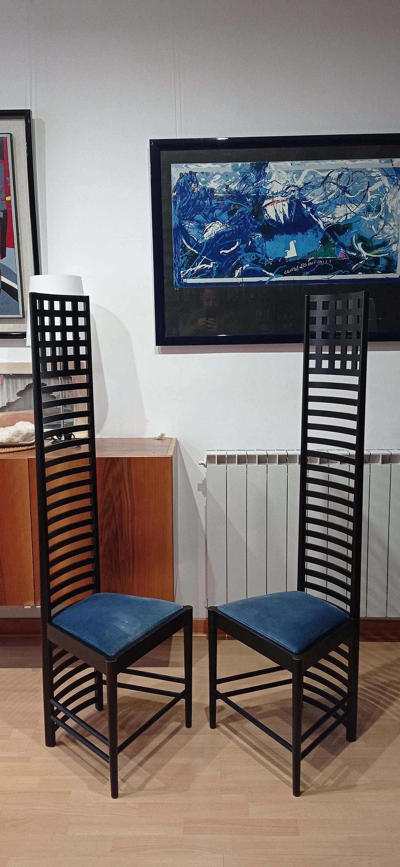 Pair of MVSEM 814 Hill House Chairs chairs by C. R. Mackintosh for Alivar, 1985 82