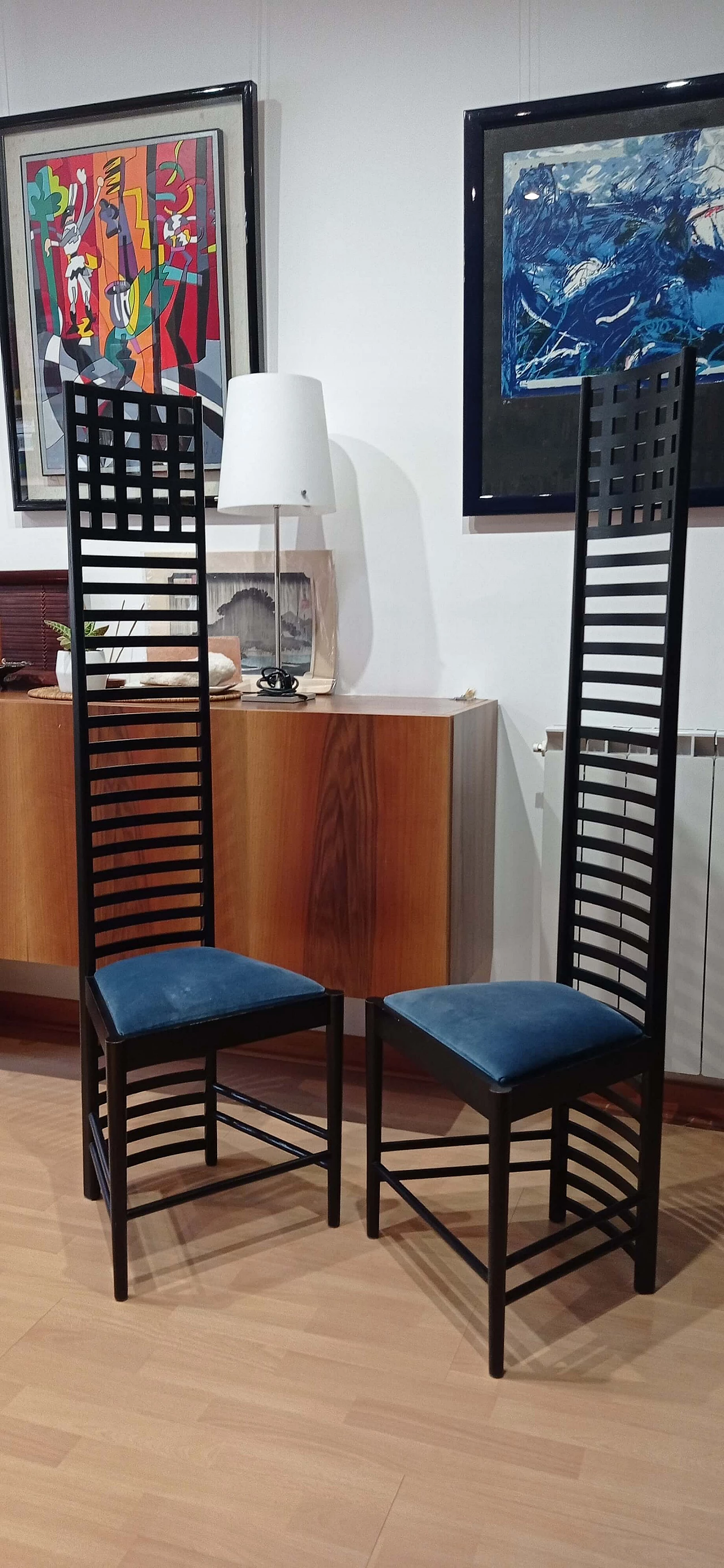 Pair of MVSEM 814 Hill House Chairs chairs by C. R. Mackintosh for Alivar, 1985 87