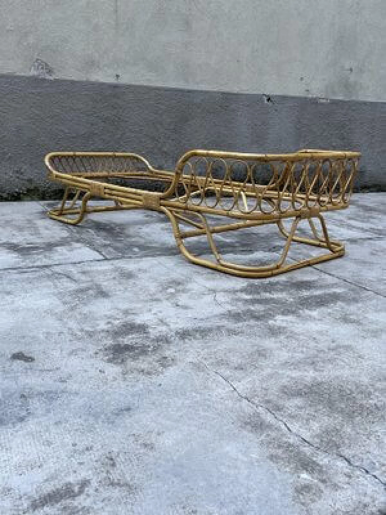 Pair of bamboo and wicker daybeds, 1960s 5