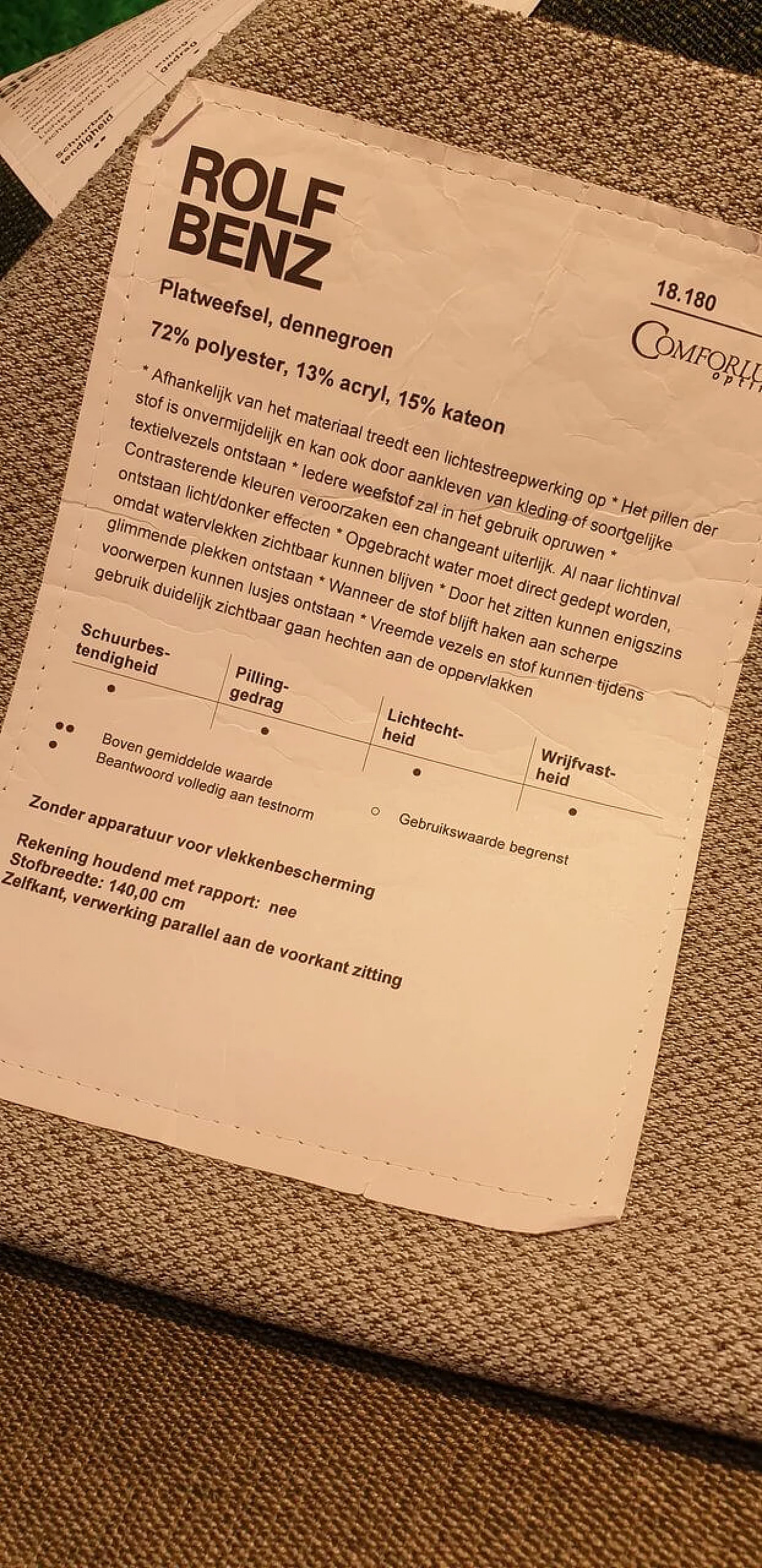 Ego XL grey-green textured cotton sofa by Edgar Reuter for Rolf Benz 8