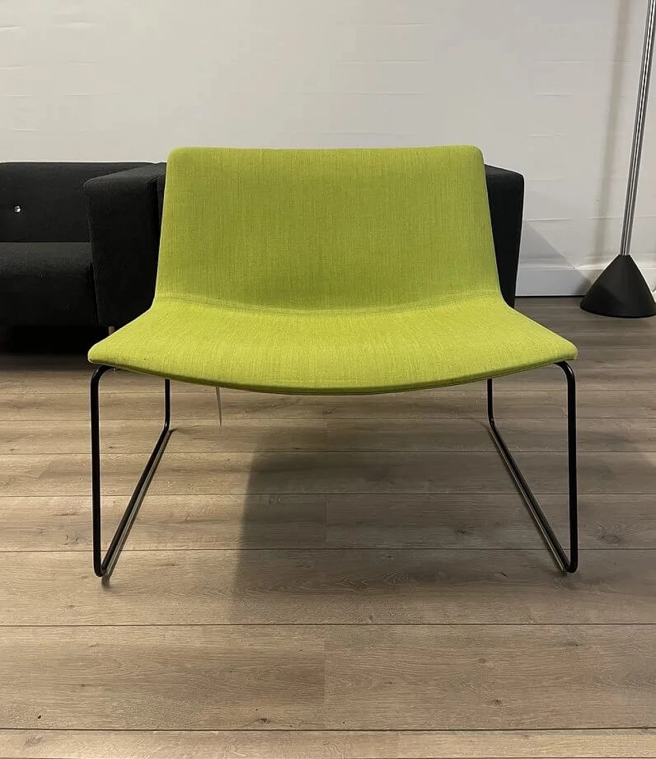 Pair of Catifa 80 armchairs in apple green fabric by Studio LAM for Arper 2