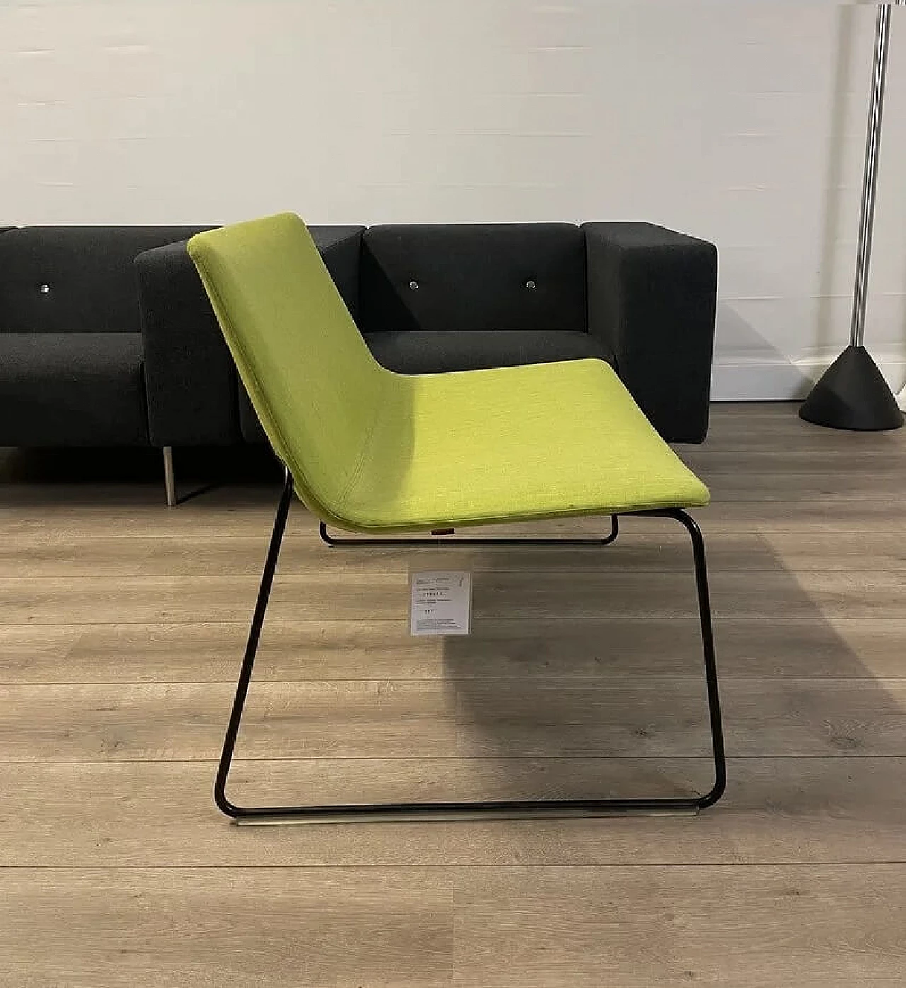 Pair of Catifa 80 armchairs in apple green fabric by Studio LAM for Arper 3