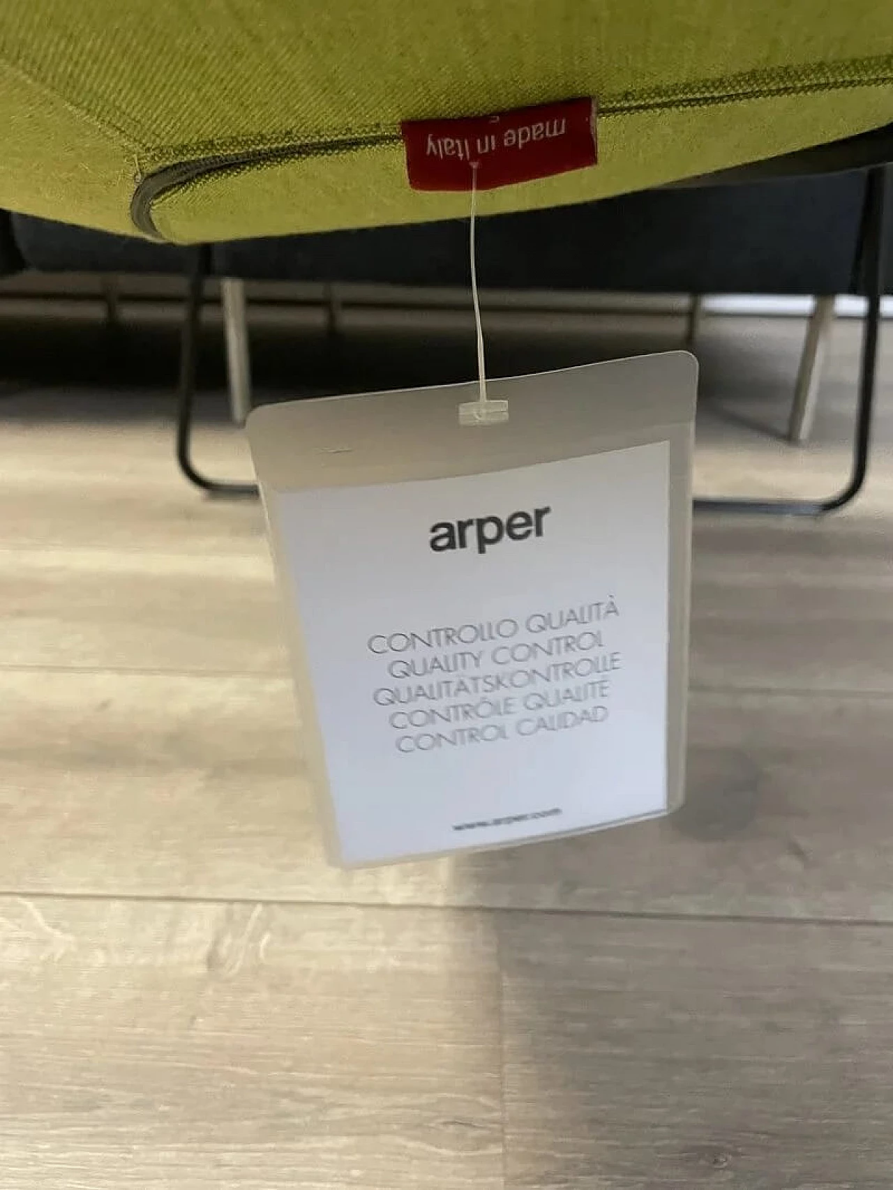 Pair of Catifa 80 armchairs in apple green fabric by Studio LAM for Arper 5