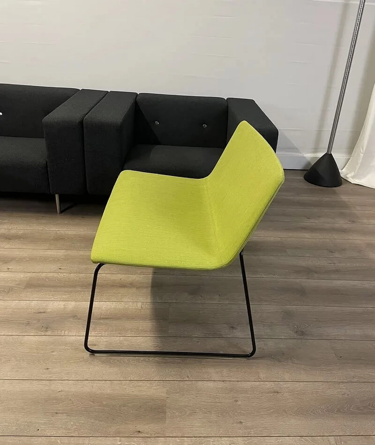 Pair of Catifa 80 armchairs in apple green fabric by Studio LAM for Arper 7