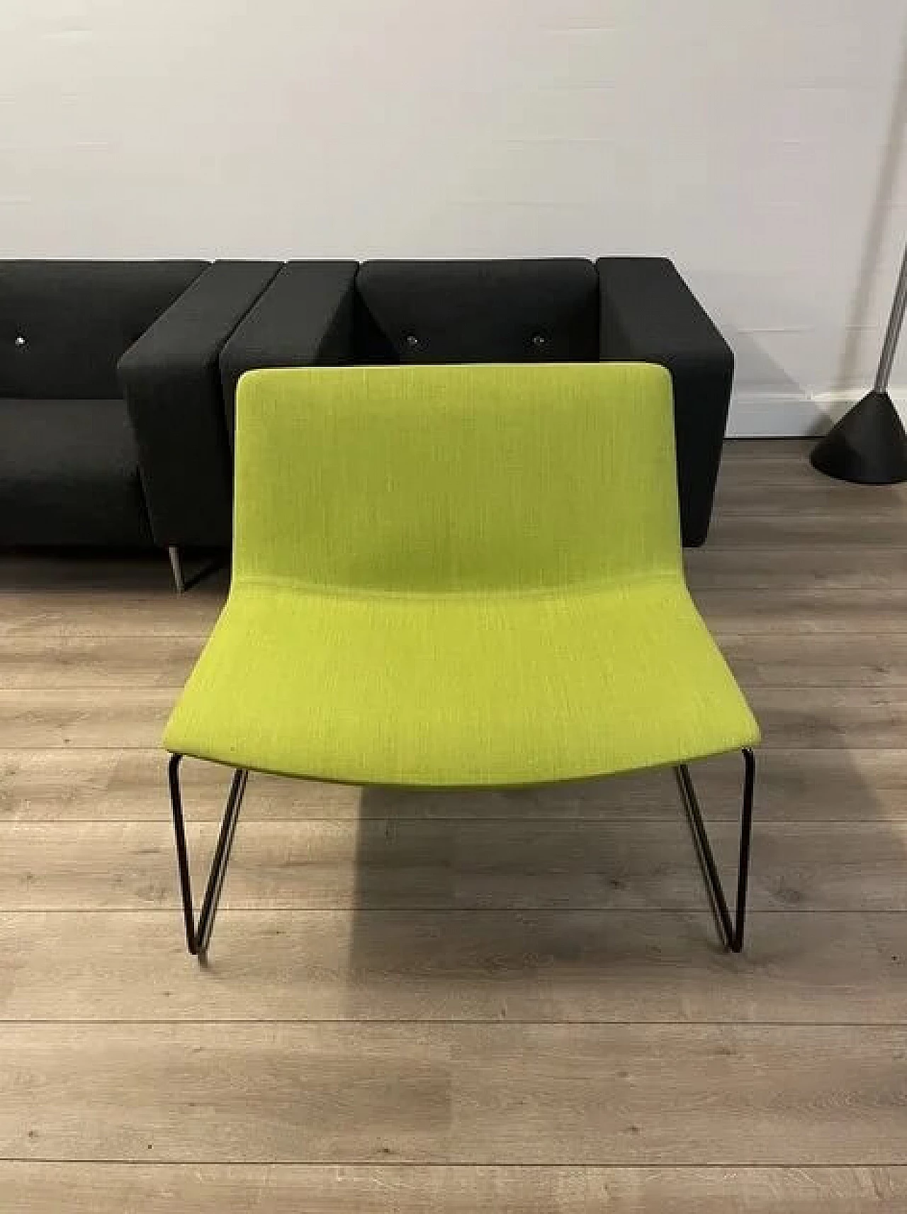 Pair of Catifa 80 armchairs in apple green fabric by Studio LAM for Arper 8