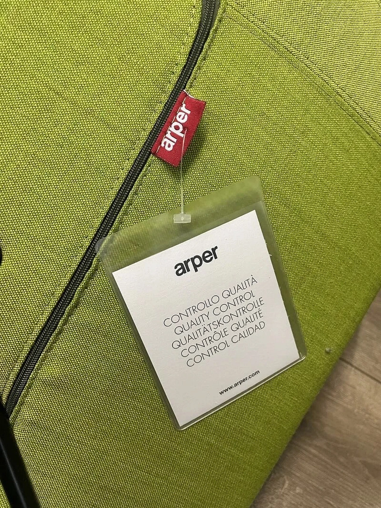 Pair of Catifa 80 armchairs in apple green fabric by Studio LAM for Arper 13