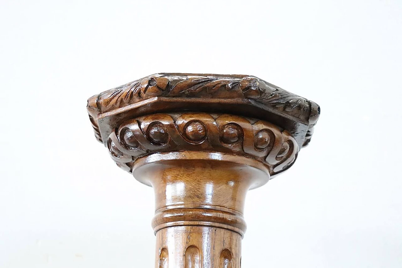 Colonna Art Nouveau in massello di rovere, inizio '900 3