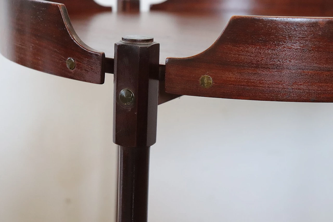 Round teak bar trolley with wheels, 1950s 8