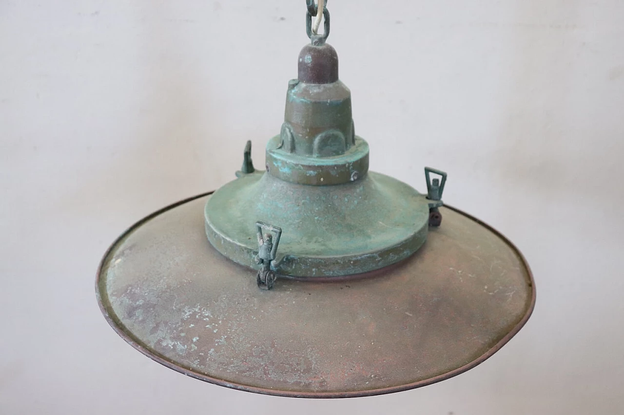 Copper and glass nautical hanging lamp, 1920s 3