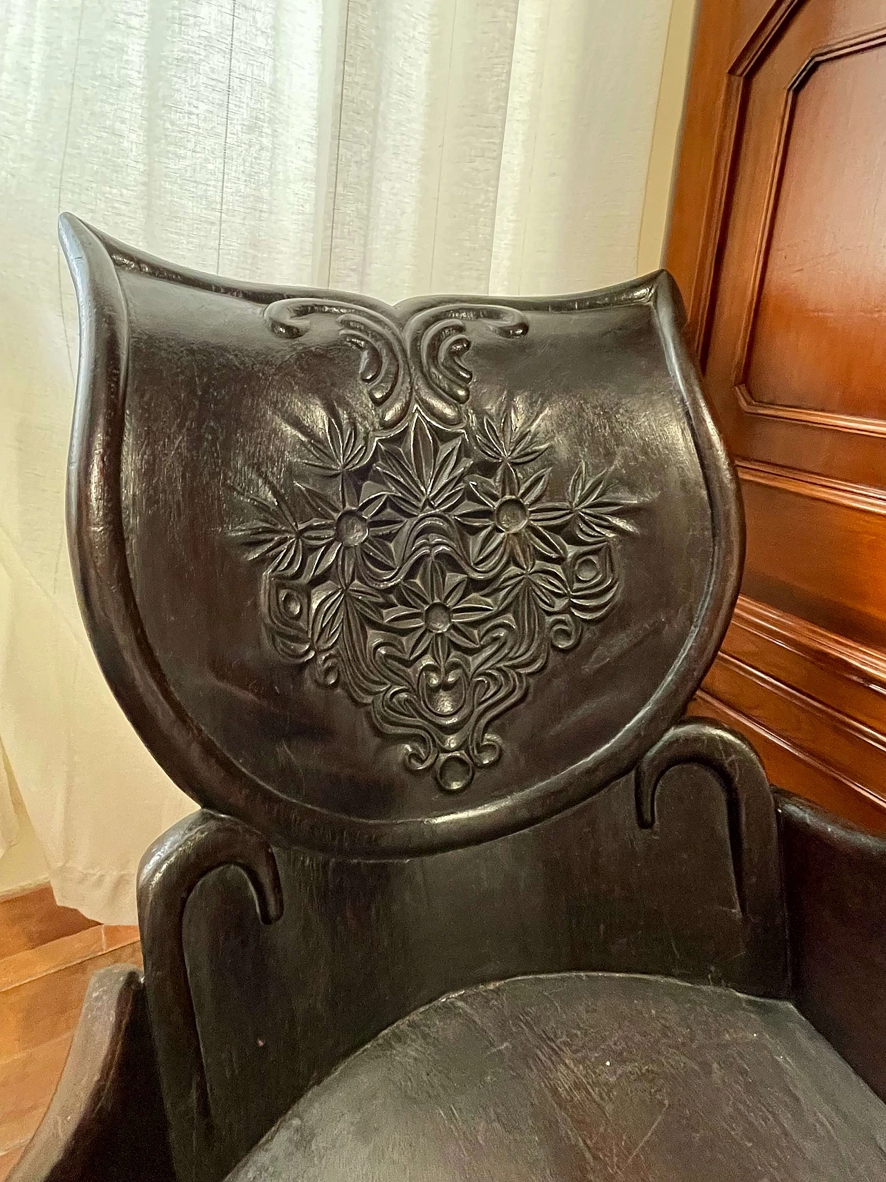 Coppia di poltrone Art Nouveau in teak, inizio '900 6