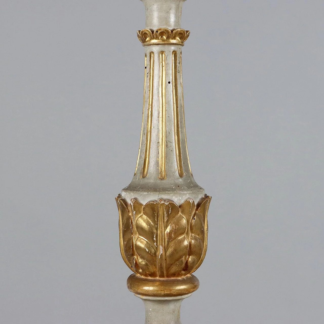 Eclectic carved, lacquered and gilded wood torch holder, mid-19th century 4