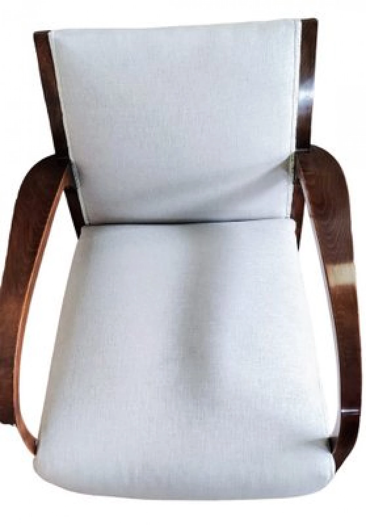 Coppia di poltrone Art Nouveau in faggio e tessuto bianco, fine '800 2