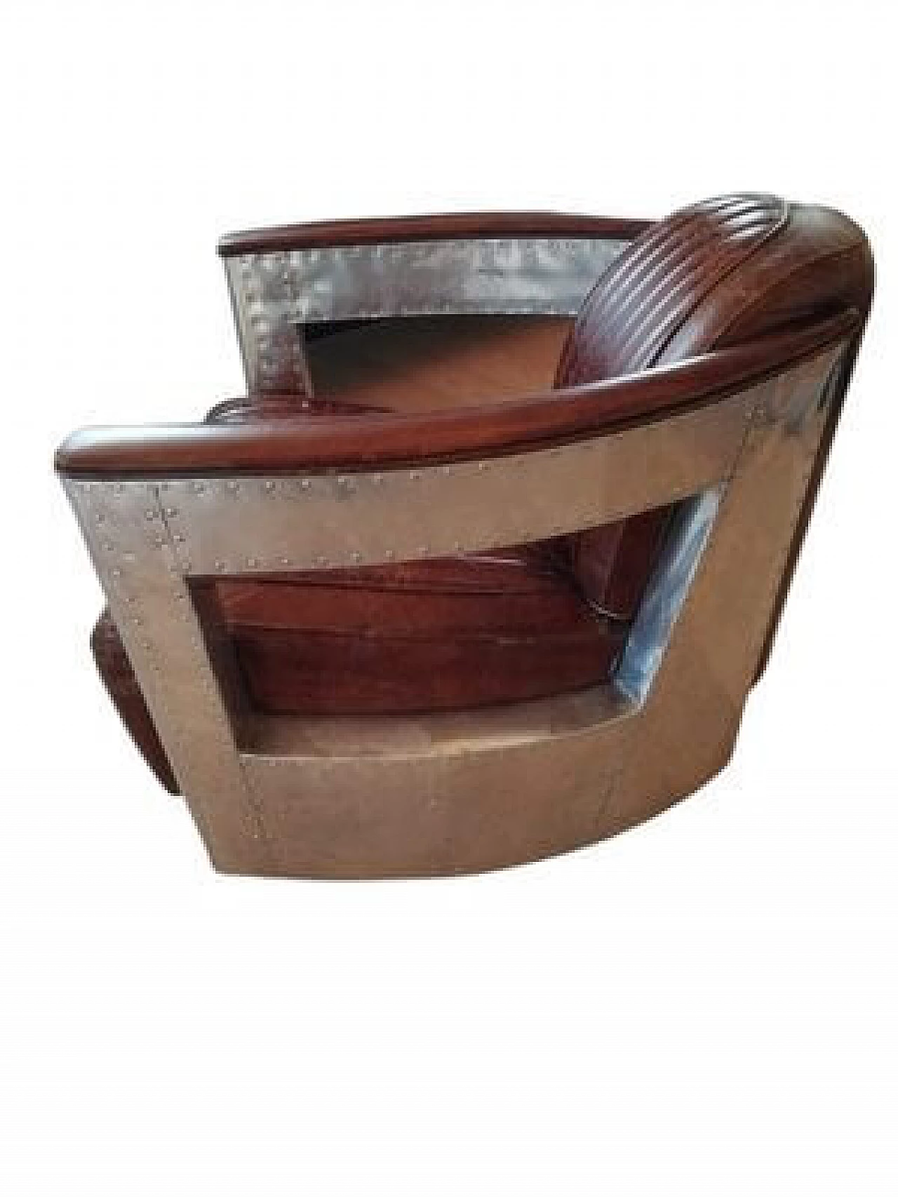 Poltrona Aviator in pelle e acciaio cromato, anni '80 3