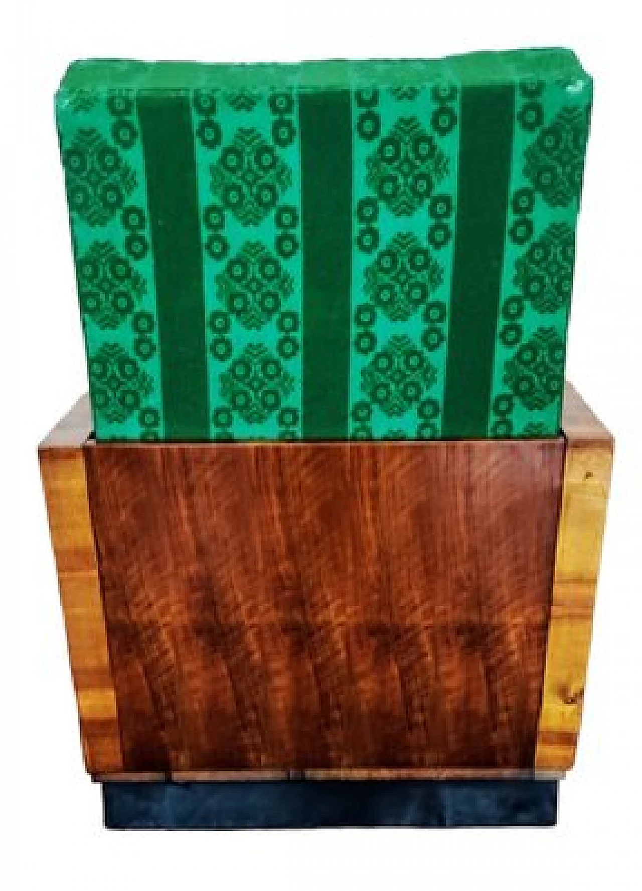 Coppia di poltrone Art Déco in legno e tessuto verde, anni '20 5