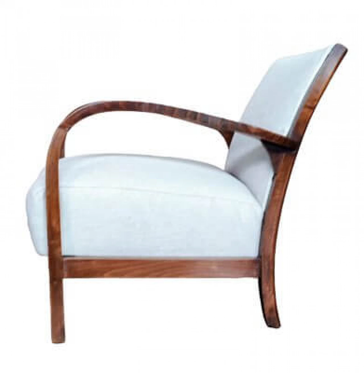 Coppia di poltrone Art Nouveau in faggio e tessuto bianco, fine '800 4