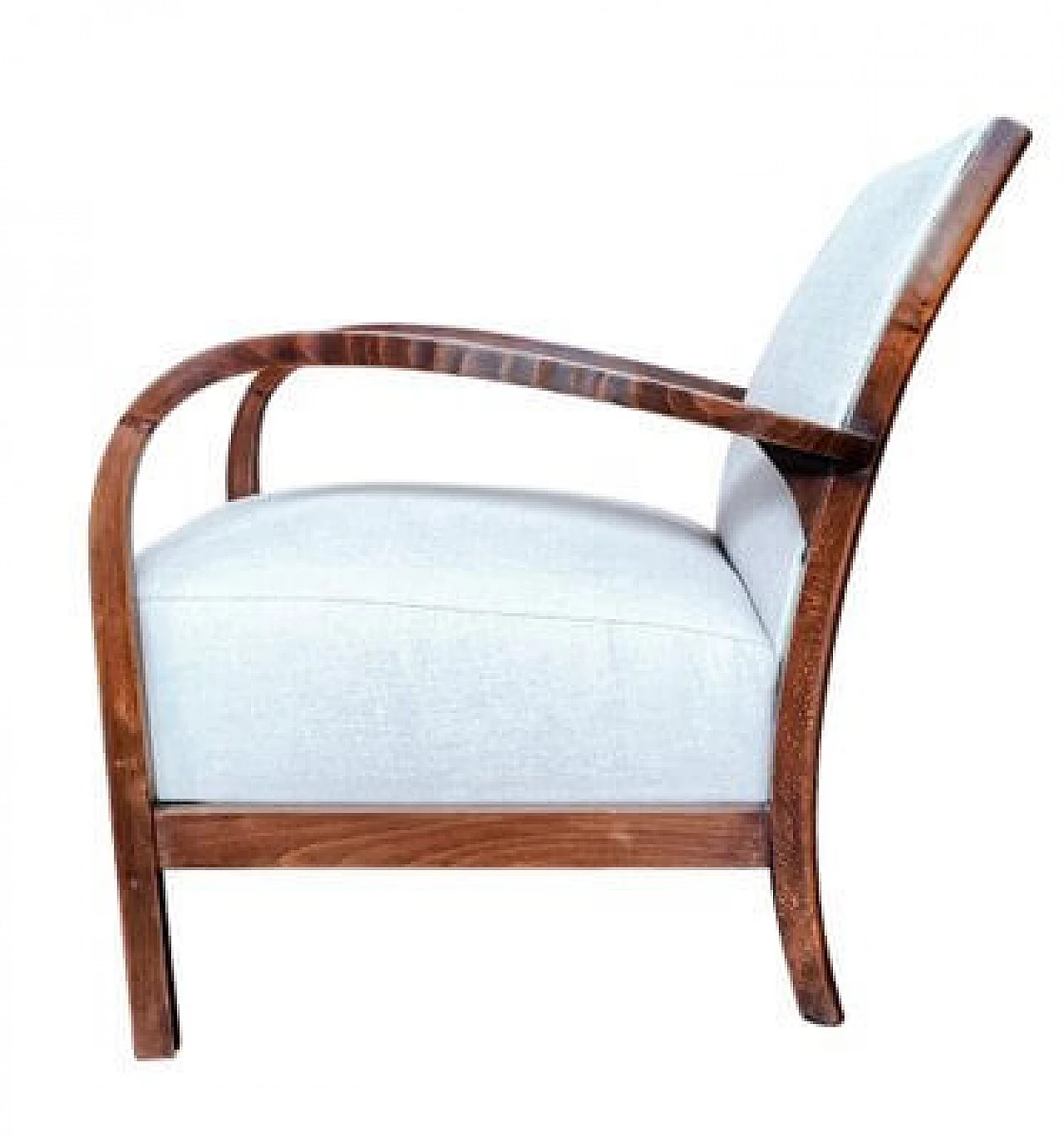 Coppia di poltrone Art Nouveau in faggio e tessuto bianco, fine '800 7