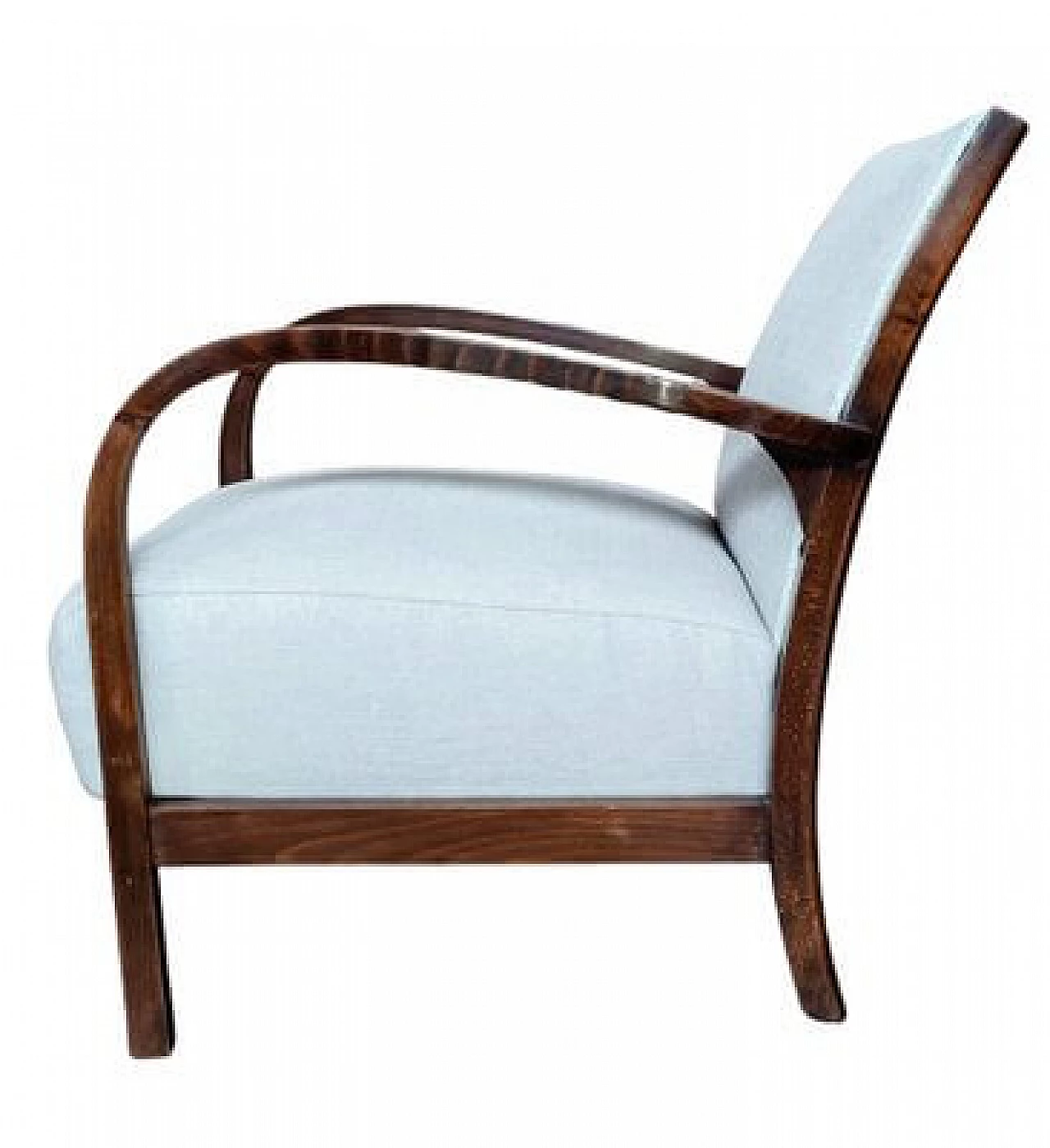 Coppia di poltrone Art Nouveau in faggio e tessuto bianco, fine '800 9