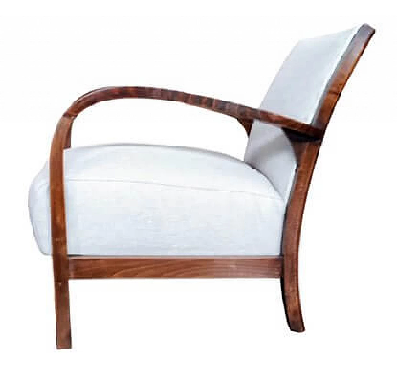 Coppia di poltrone Art Nouveau in faggio e tessuto bianco, fine '800 10