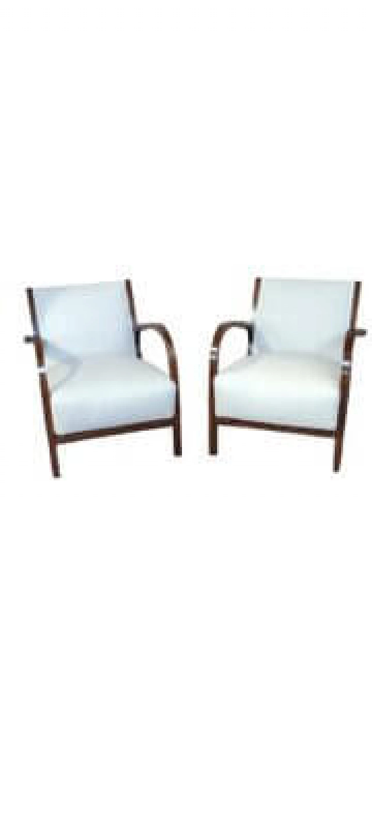 Coppia di poltrone Art Nouveau in faggio e tessuto bianco, fine '800 12