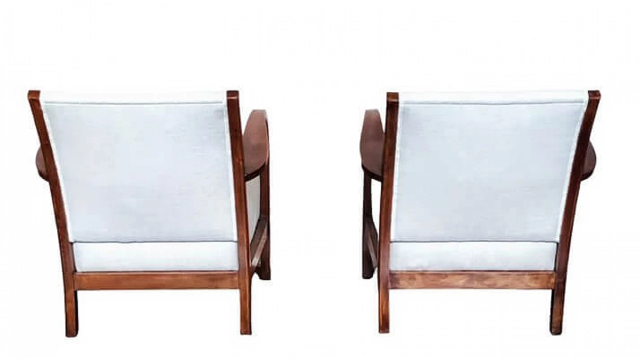 Coppia di poltrone Art Nouveau in faggio e tessuto bianco, fine '800 13