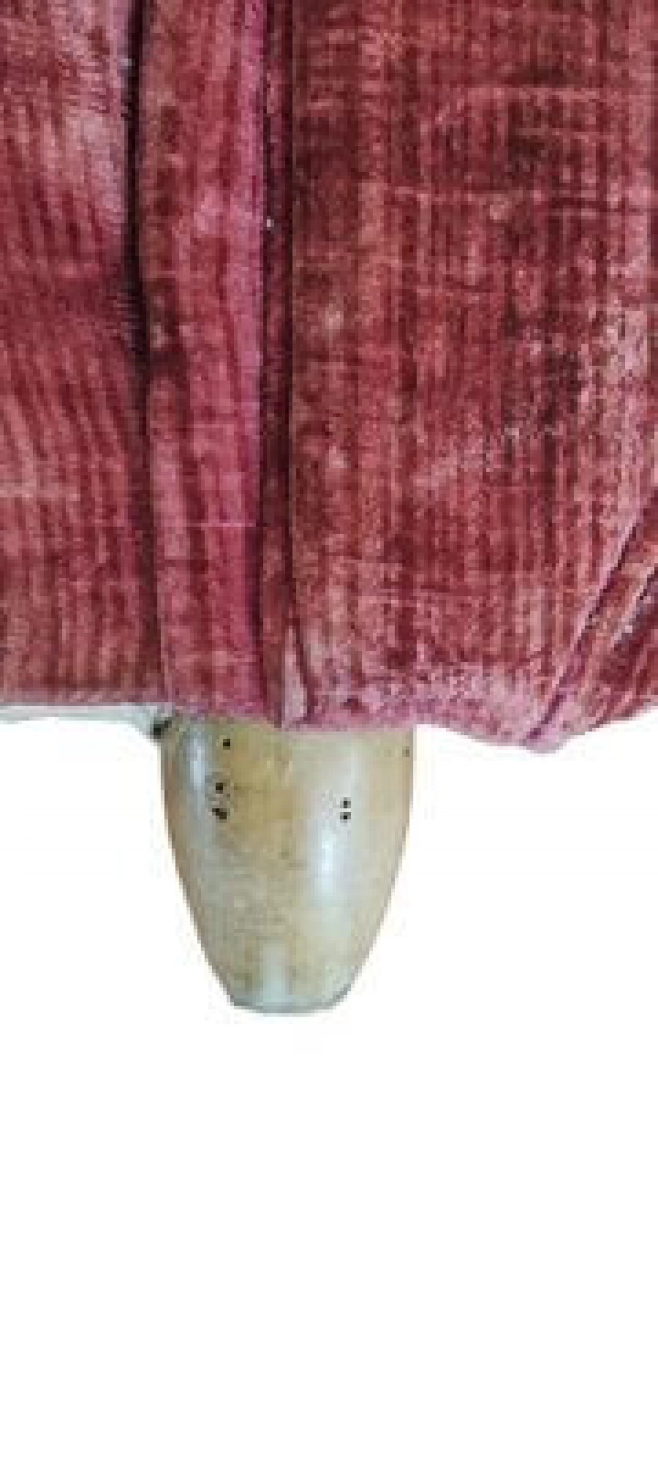 Pair of wood and red velvet armchairs, 1950s 14