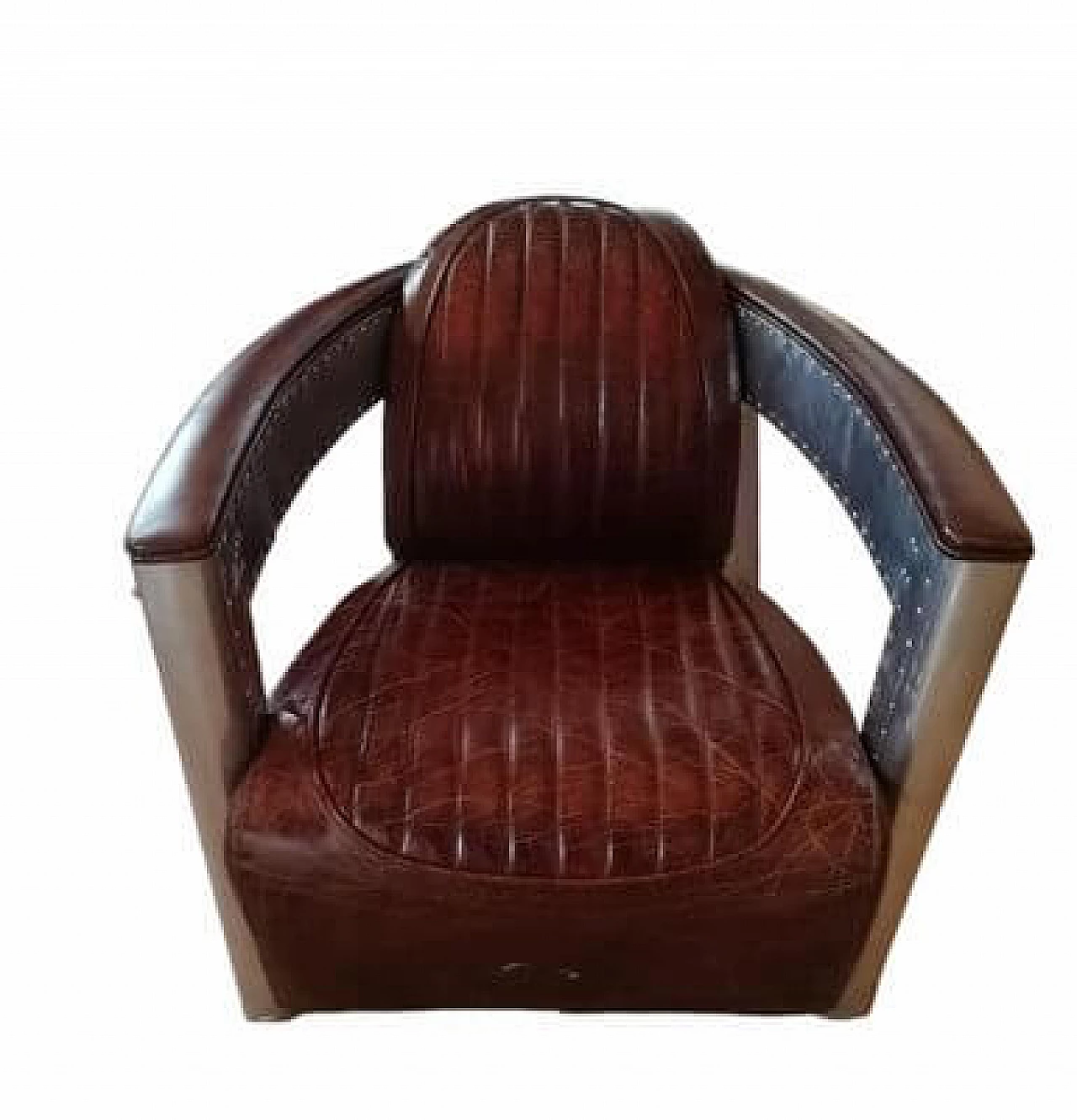 Poltrona Aviator in pelle e acciaio cromato, anni '80 26