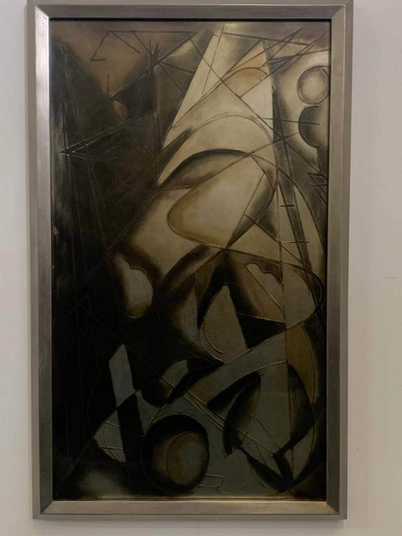 Futurist mixed media painting on back-treated glass by Lam Lee Group, 1980s 4