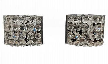 Pair of chromed metal and glass wall lights by Stilnovo, 1970s