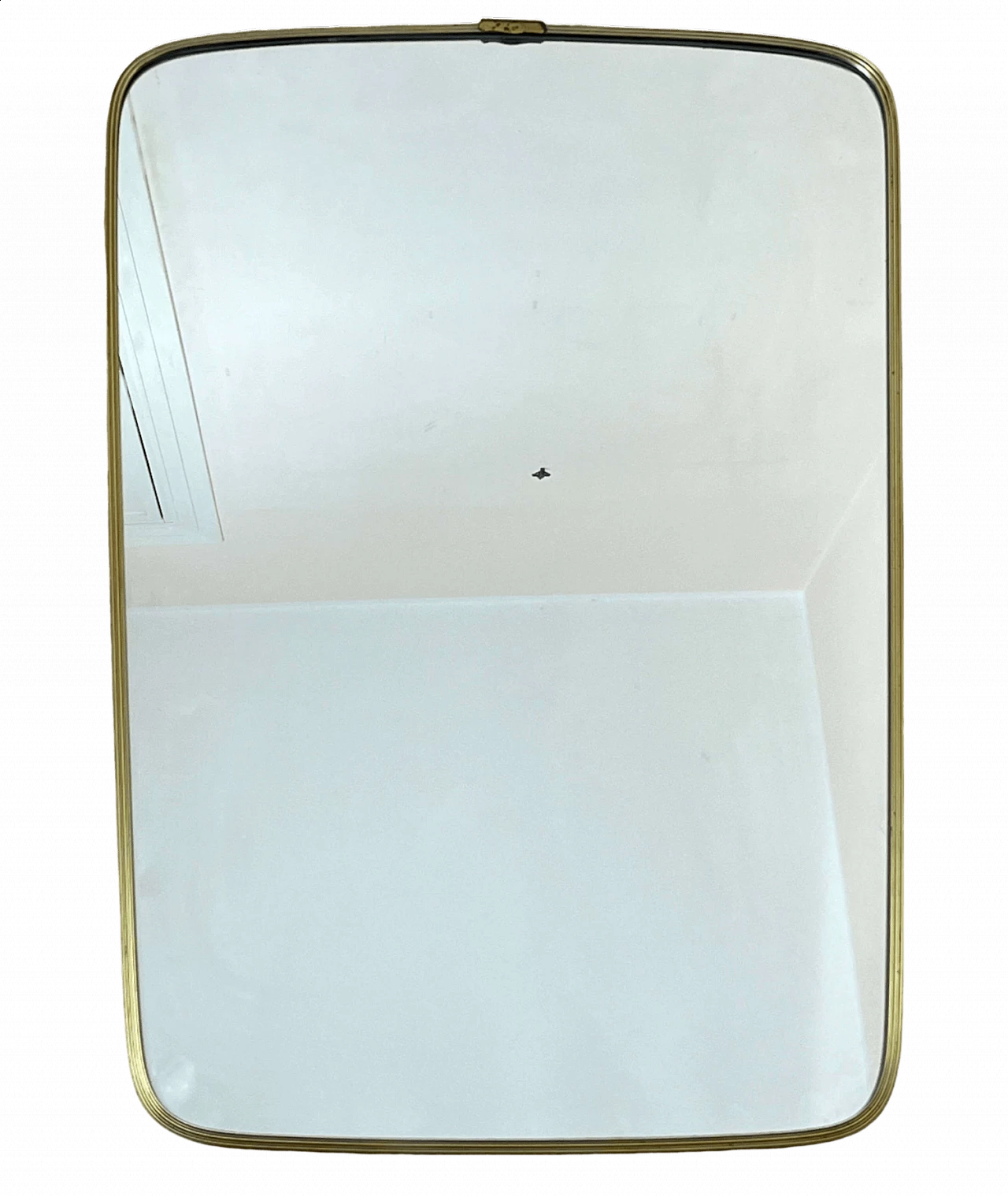 Rectangular brass mirror with rounded corners, 1960s 21