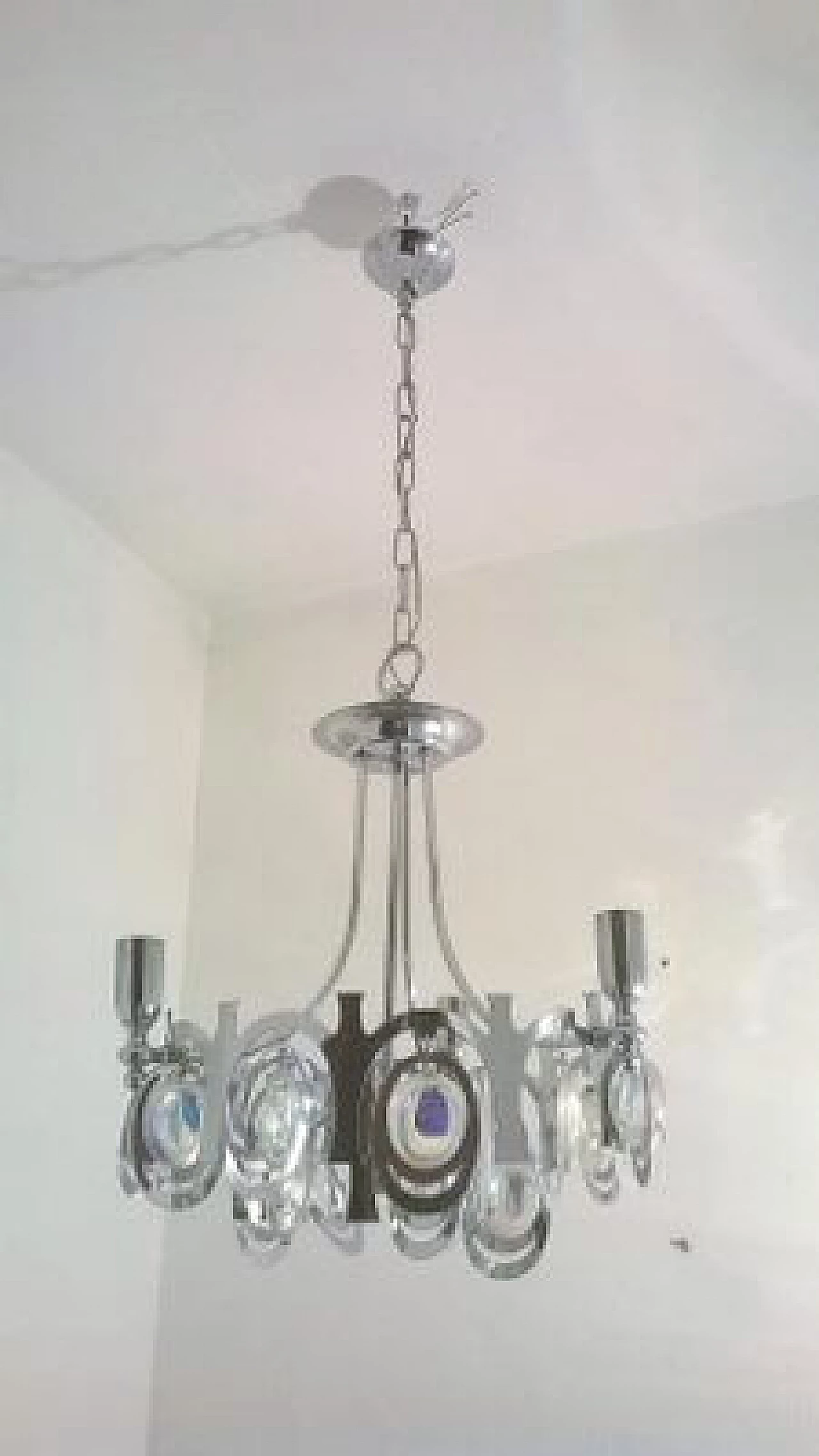 Four-light chrome-plated steel chandelier by Gaetano Sciolari, 1960s 1