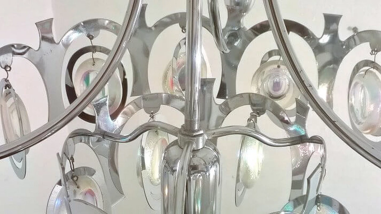 Four-light chrome-plated steel chandelier by Gaetano Sciolari, 1960s 3