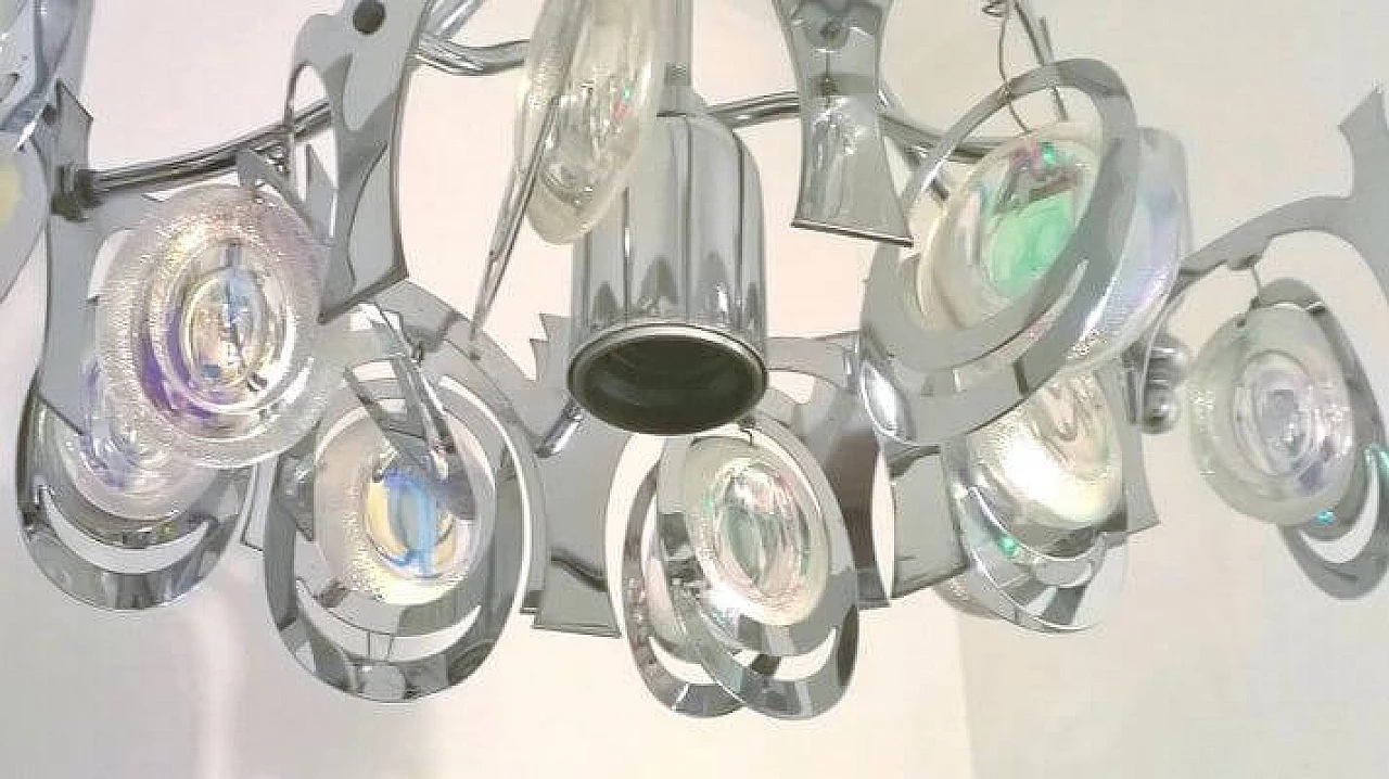 Four-light chrome-plated steel chandelier by Gaetano Sciolari, 1960s 4
