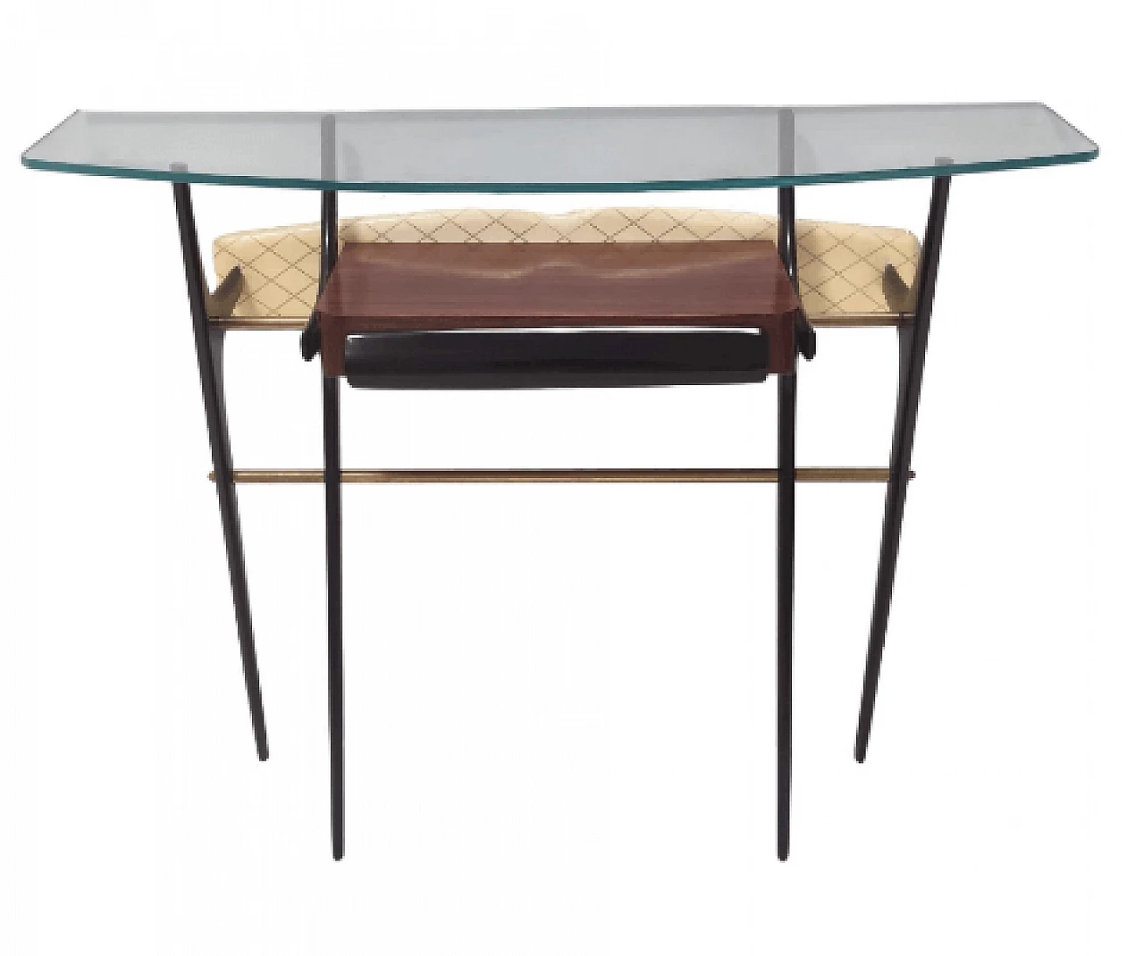 Consolle in faggio ebanizzato e vetro nello stile di Ico Parisi, anni '50 1