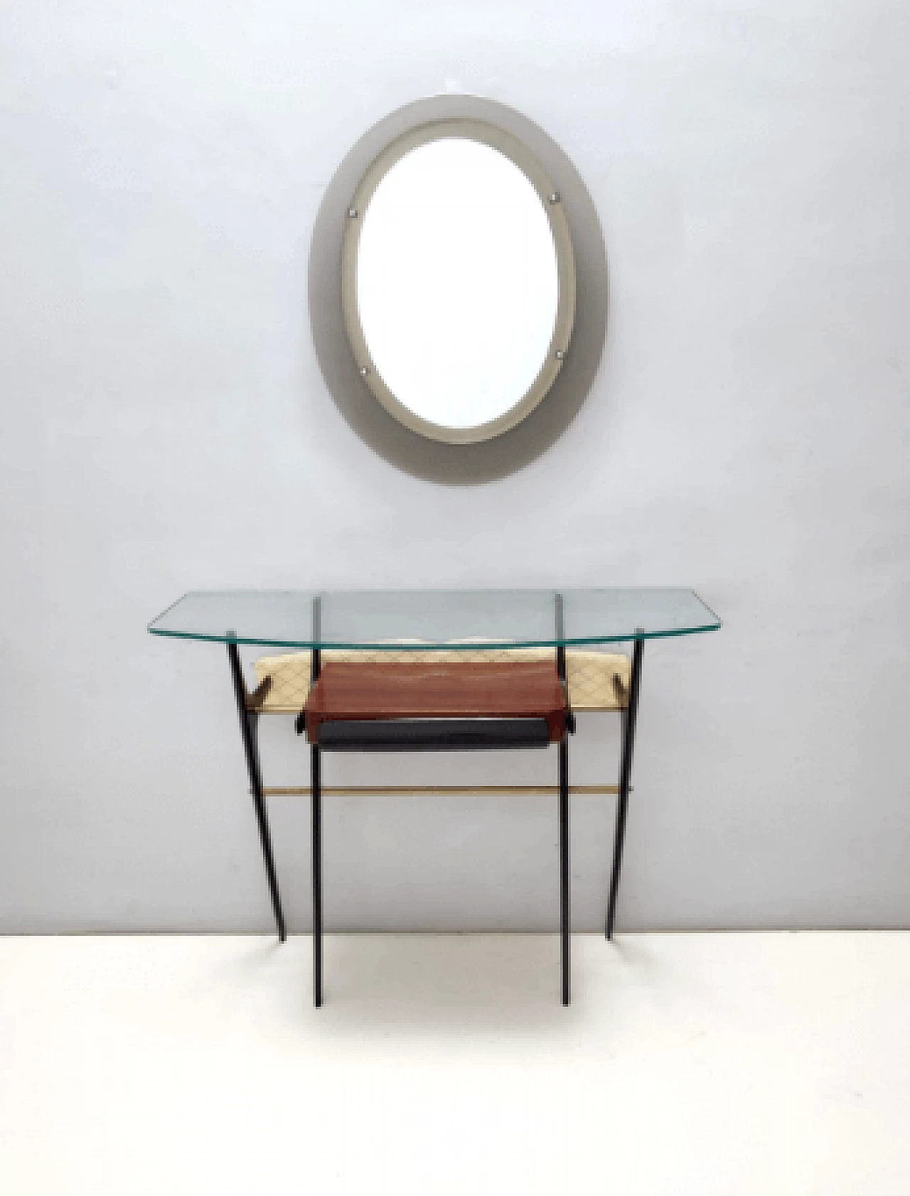 Consolle in faggio ebanizzato e vetro nello stile di Ico Parisi, anni '50 4