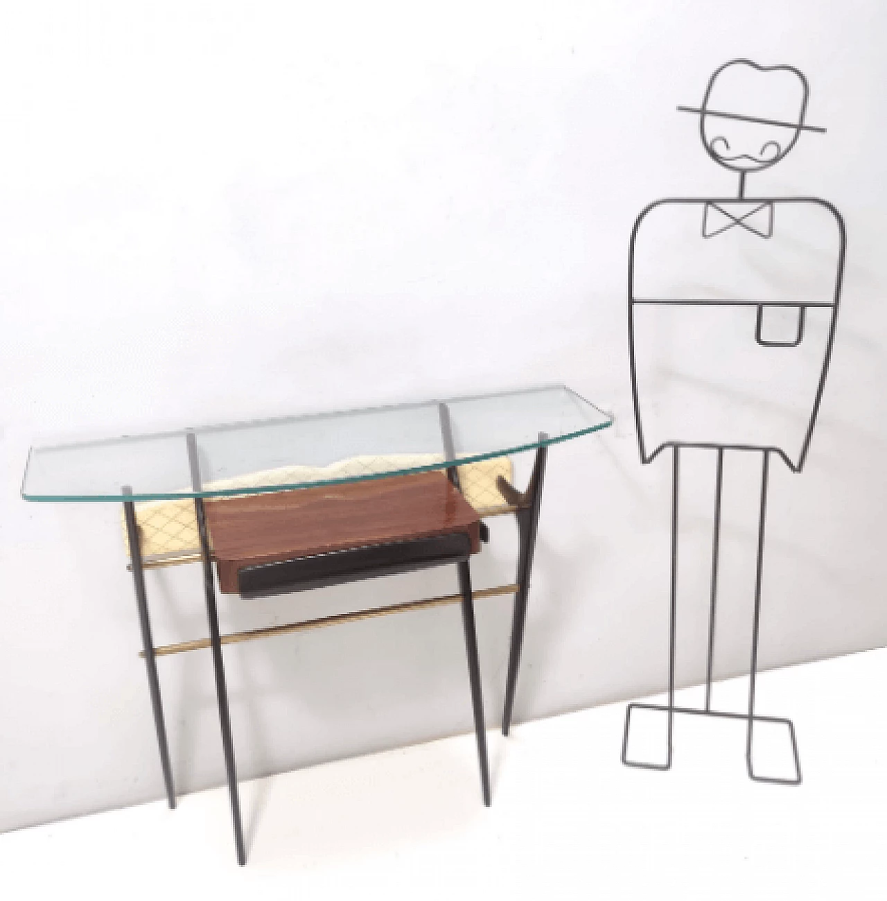 Consolle in faggio ebanizzato e vetro nello stile di Ico Parisi, anni '50 5